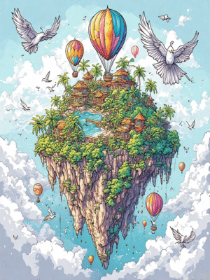 Floating Island Oasis Cooring Book (52 Pages)