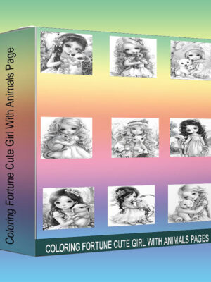 Coloring Fortune Cute Girls With Animals Pages